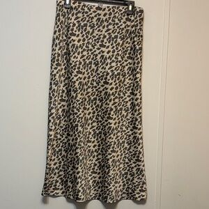 Forever 21 Leopard Print Midi Skirt - Beige & Black